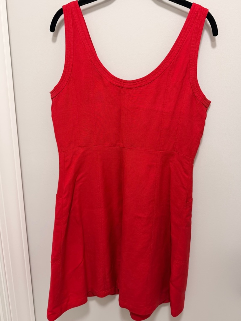 LOFT Red Button-Front Mini Dress - Picture 3 of 4
